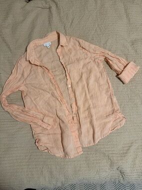 J. Jill Soft Peach Linen Button-Up Top
